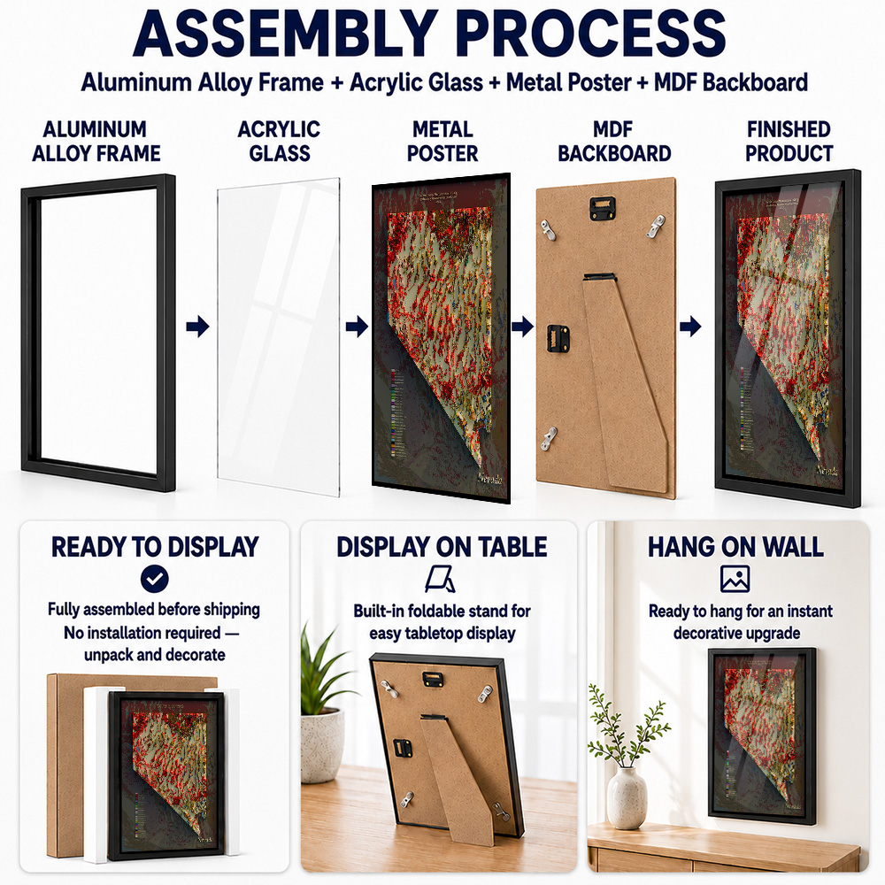 Nevada Geological Map Framed A - Custom Map Poster recension och pris