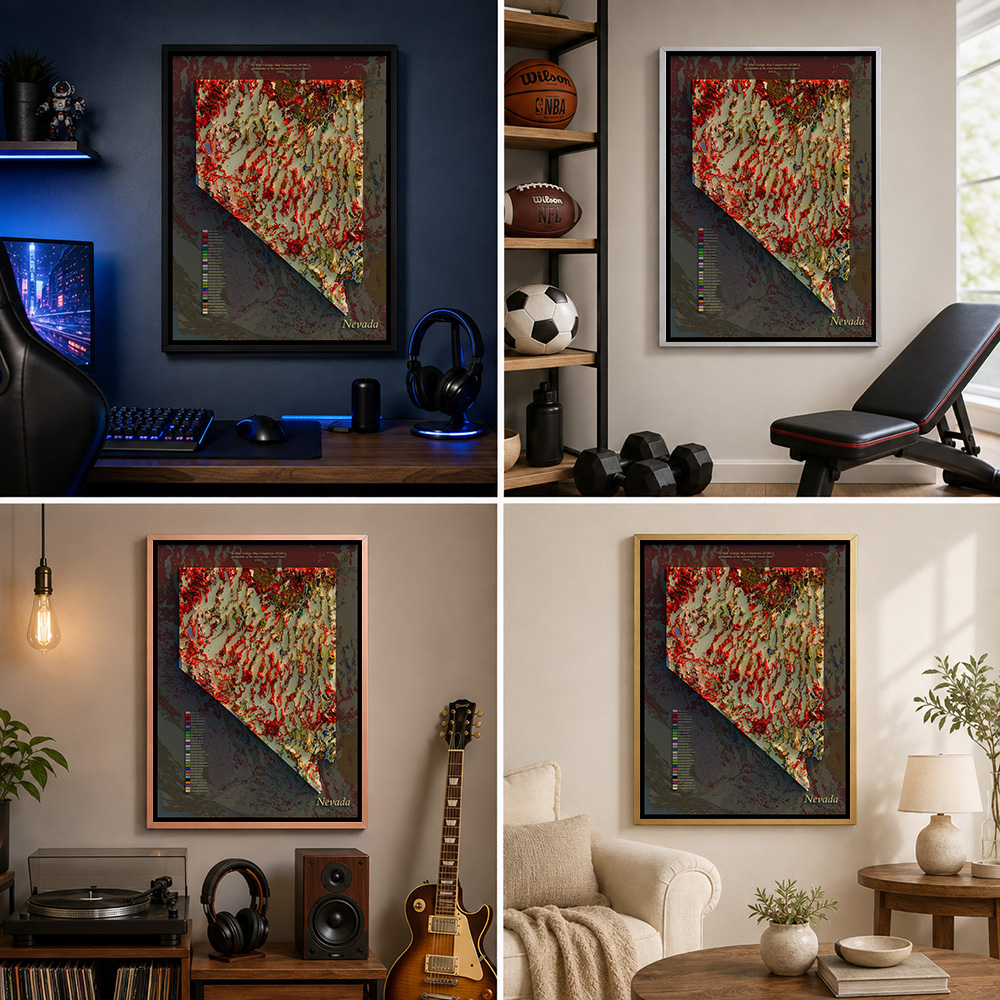 Nevada Geological Map Framed A - Custom Map Poster recension och pris