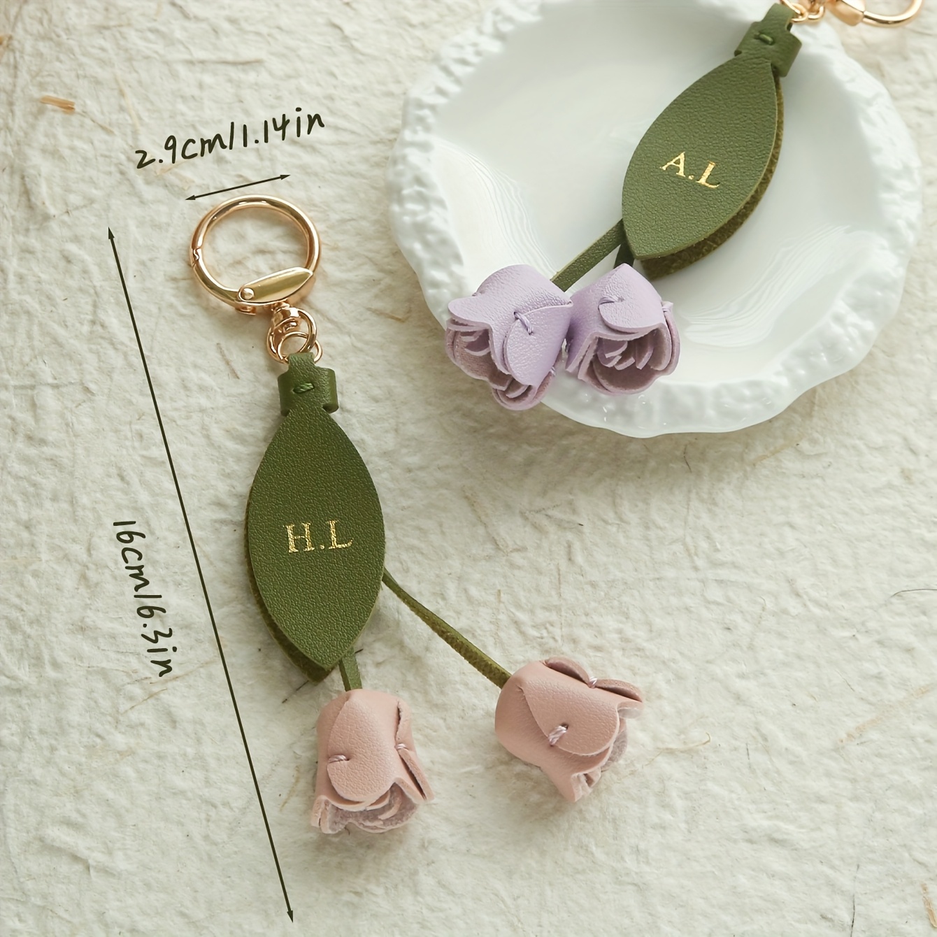 Customized Initals Leather Tul - Monogram Keychain Leather recension och pris